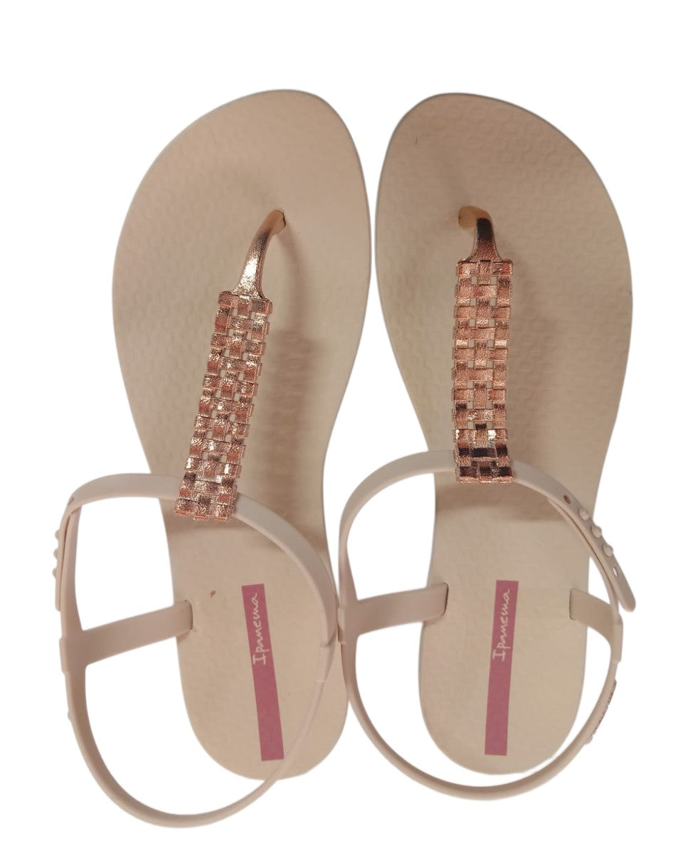Sandalia Mujer Beige/ Rosa Metalizado Class Modern Ipanema