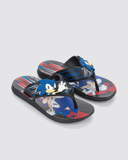 Sandalia Infantil Negro Super Flop Sonic Ipanema