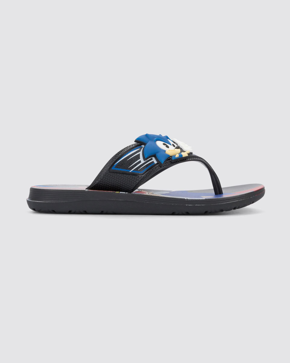 Sandalia Infantil Negro Super Flop Sonic Ipanema
