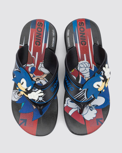 Sandalia Infantil Negro Super Flop Sonic Ipanema