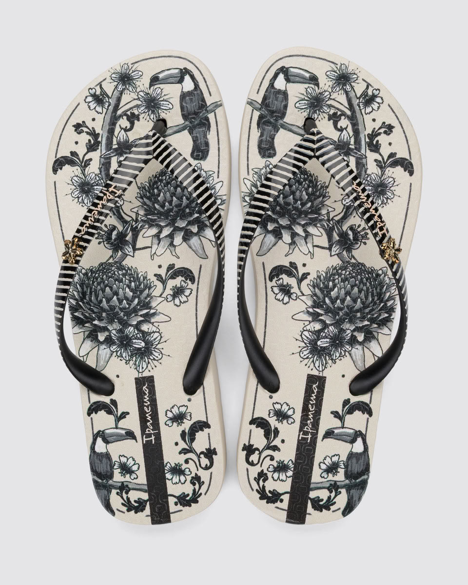 Sandalia Mujer Beige/Negro Vibra Ipanema